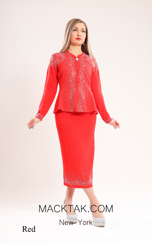 Kourosh KNY Knit KH003 Red Front Dress Kourosh KNY Knit KH003 Red Front Dress