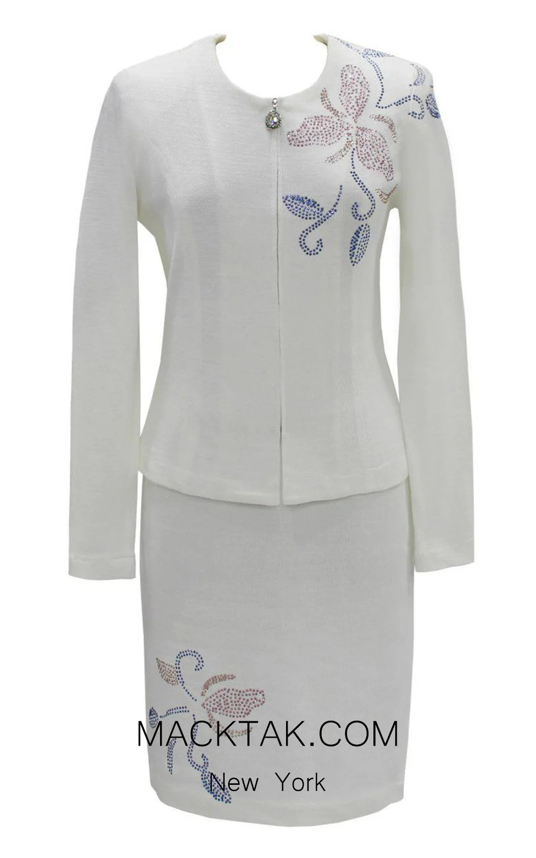 KNY H151 White Front Knit Suit 