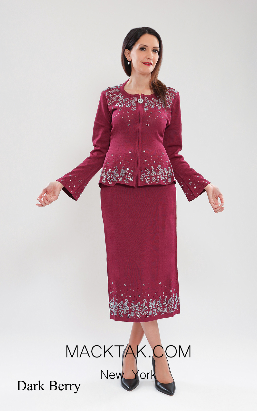 Kourosh KNY Knit KH002 Dark Berry Front Dress