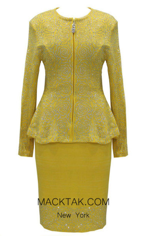 KNY H137 Yellow Front Knit Suit