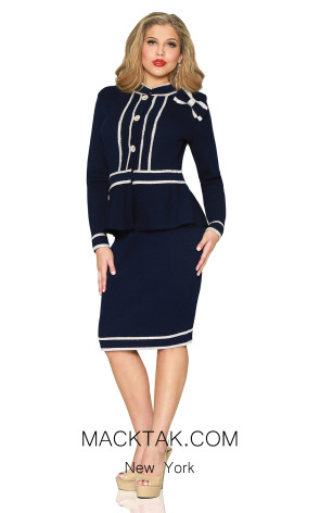 Kourosh 4907 Navy Front Knit Suit