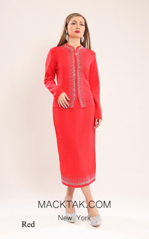 Kourosh KNY Knit KH055 Red Front  Dress