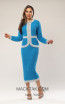 Kourosh KNY Knit KH021 Royal Blue Silver Front Dress